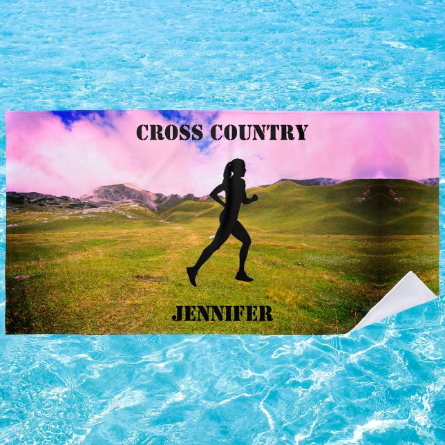Serviette de plage de cross-country Running (Créateur téléchargé)