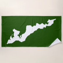 Serviette de plage de Fishers Island - Blanc/Vert