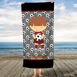 Serviette de plage de football Garçons avec nom pe