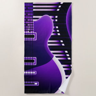 Serviette de plage de guitare électrique violet