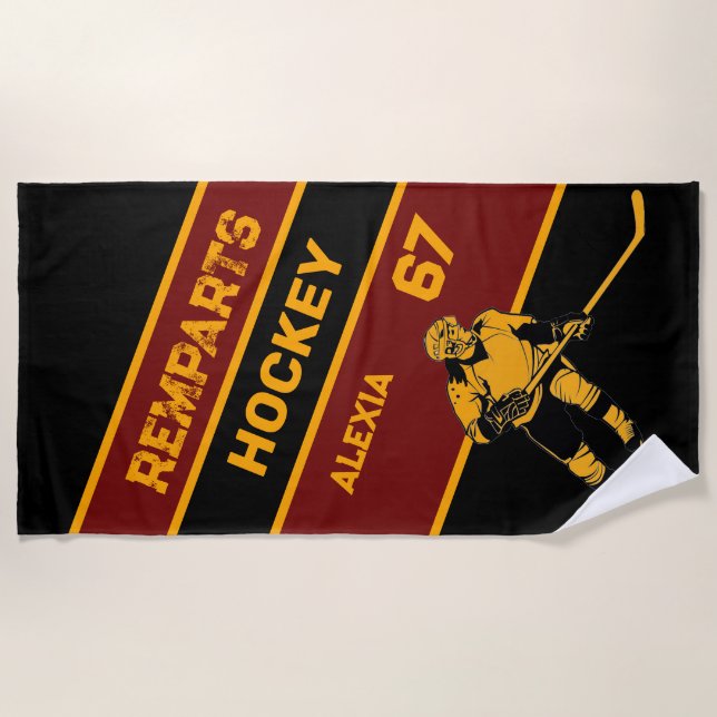 Serviette de plage de hockey personnalisée (Devant)