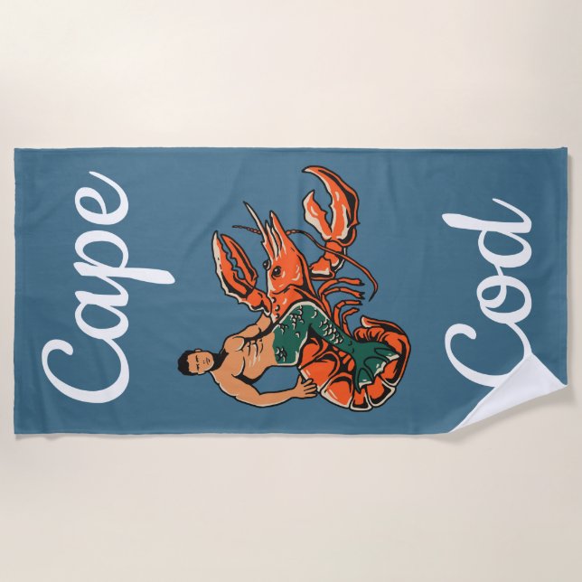 Serviette de plage de homard d'équitation de (Devant)