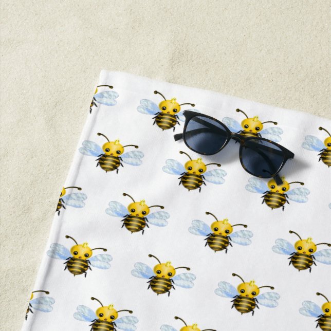 Serviette de plage de la reine abeille mignonne (En situation)
