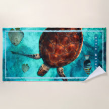 Serviette de plage de la tortue courbée