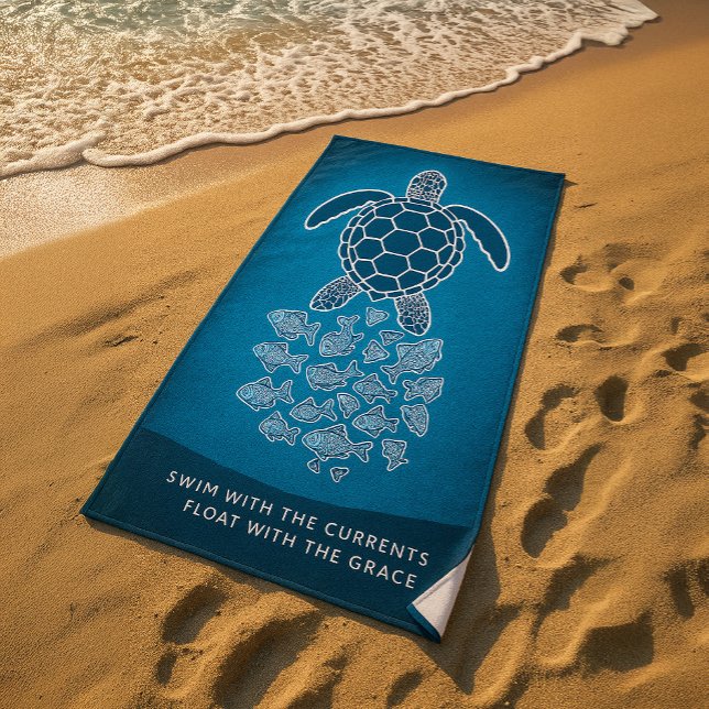 Serviette de plage de la tortue de mer - nagez ave (Créateur téléchargé)