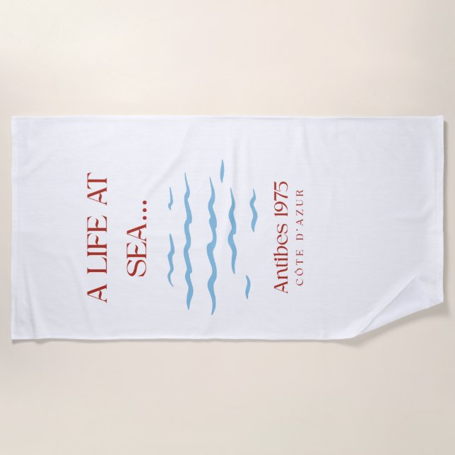 Serviette de plage de luxe Antibes A Life At Sea (Devant)