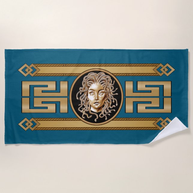 Serviette de plage de luxe Medusa Gold (Devant)