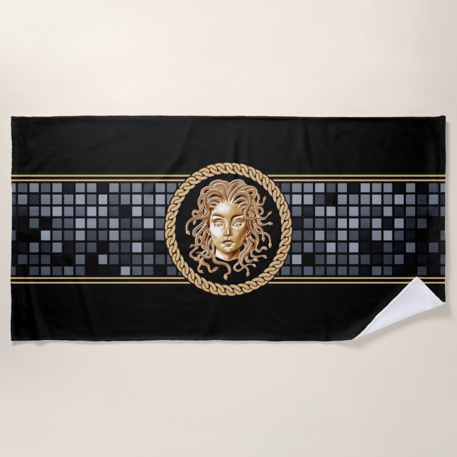 Serviette de plage de luxe Medusa Gold (Devant)