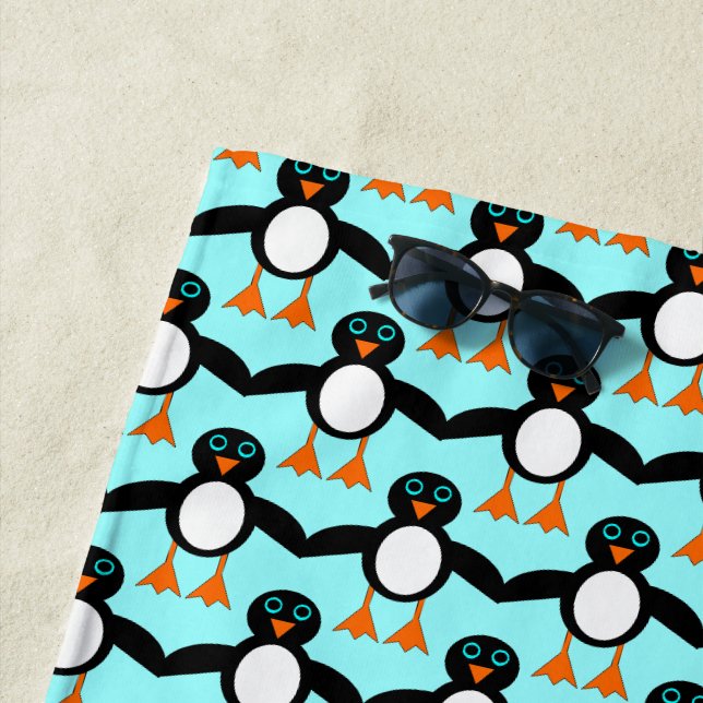 Serviette de plage de Pingouin (En situation)