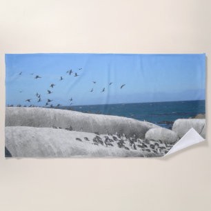 Serviette de plage de pingouins et d'oiseaux de