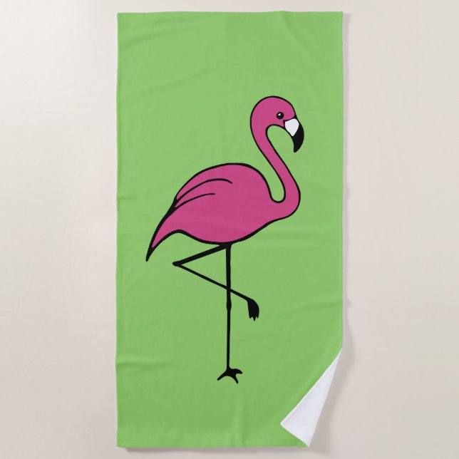Serviette de plage de piscine Flamant Rose Rétro C (Devant)