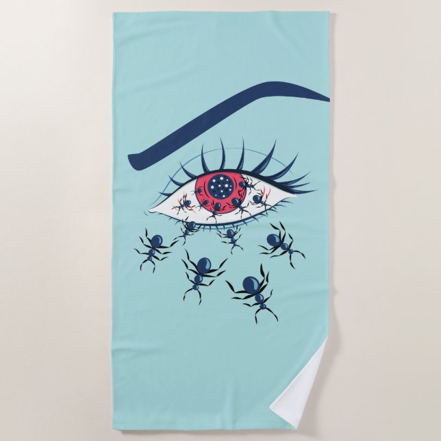 Serviette De Plage De Red Eye déplaisant étrange avec l'horreur de (Devant)