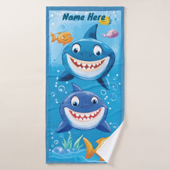 Serviette de plage de requin mignonne (Serviette de bain)