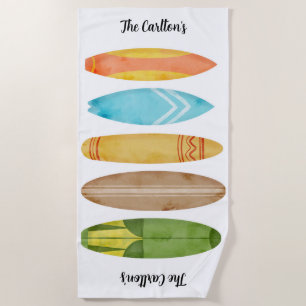 Serviette de plage de Surfboard personnalisable