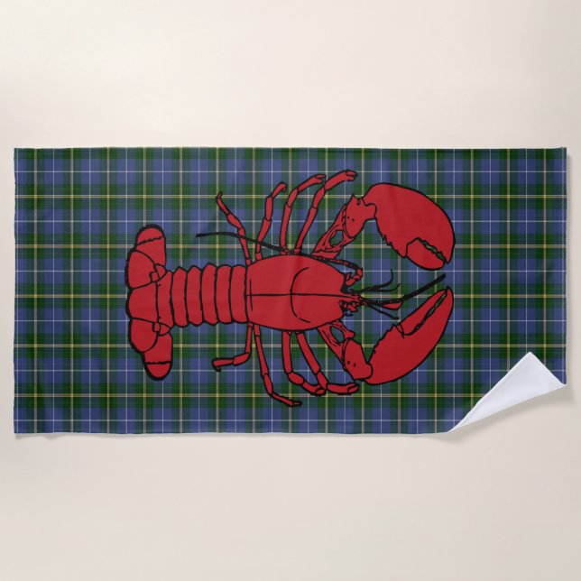 serviette de plage de tartan de homard de la Nouve (Devant)