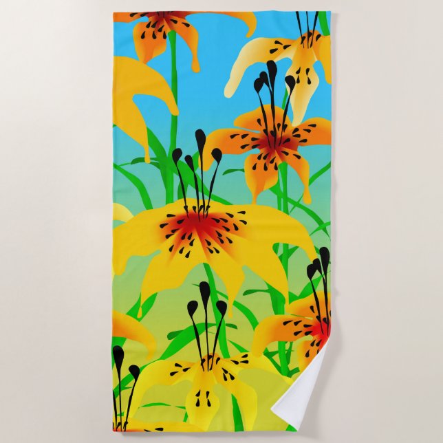 Serviette de plage de Tiger Lilies (Devant)