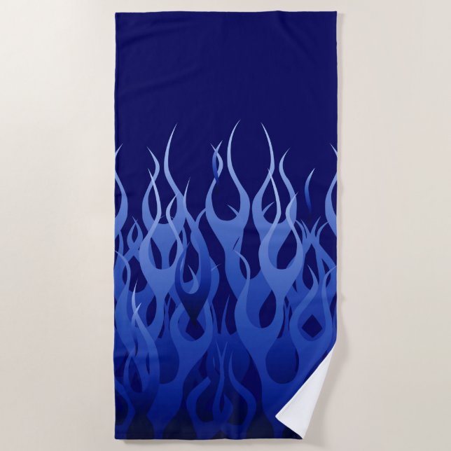 Serviette De Plage Décor de emballage bleu de flammes sur a (Devant)