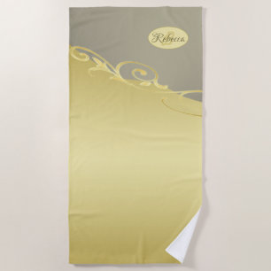 Serviette De Plage Décoration dorée de luxe sur monogramme or et arge