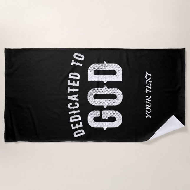 SERVIETTE DE PLAGE DÉDIÉ À DIEU PERSONNALISABLE COOL TEXTE BLANC (Devant)