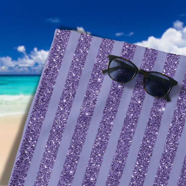 Serviette De Plage Deep Amethyst Glitter Style Horizontal Stripes  (Créateur téléchargé)