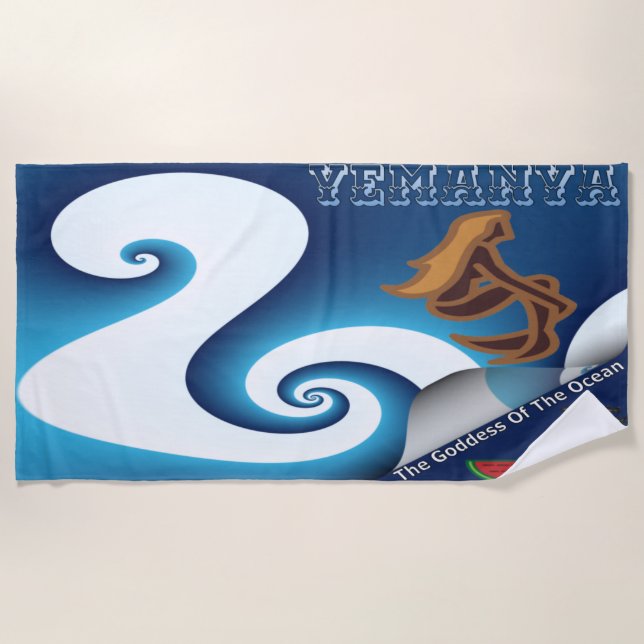 Serviette De Plage Déesse Yémanya De L'Océan (Devant)