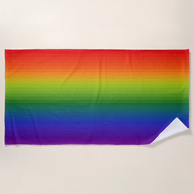 Serviette De Plage Dégradé arc-en-ciel rayé (Devant)