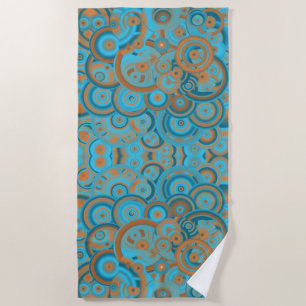Serviette De Plage Dégradé de cercle concentrique Orange Rouille Turq