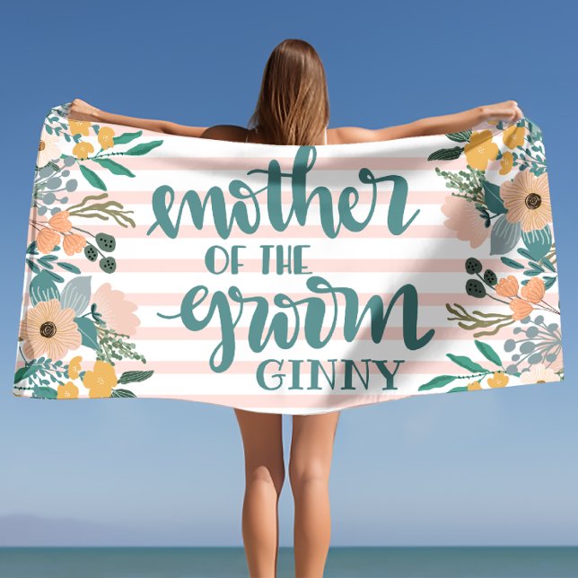 Serviette De Plage Demoiselle d'honneur du marié Personnalisé (Mother of the Groom Bachelorette Personalized Beach Towel)