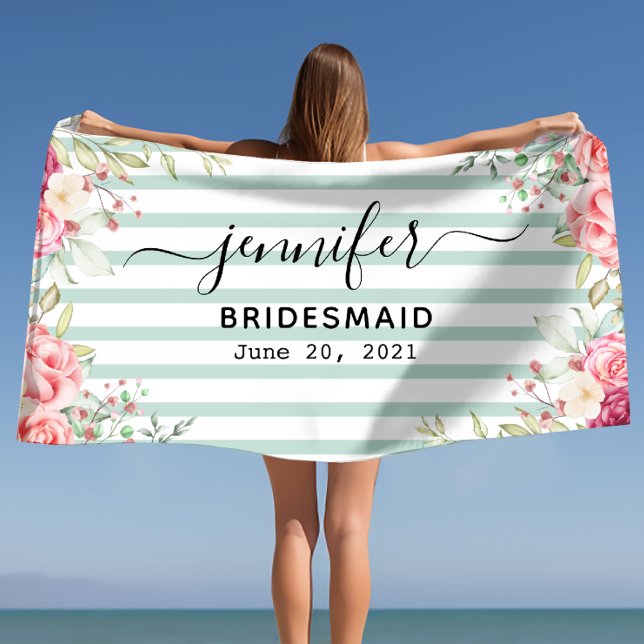 Serviette De Plage Demoiselle d'honneur Enterrement de vie de jeune f (Bridesmaid Bachelorette Personalized Name Beach Towel)
