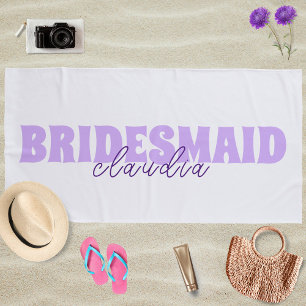 Serviette De Plage Demoiselle d'honneur Nom personnalisé Féminin Blan