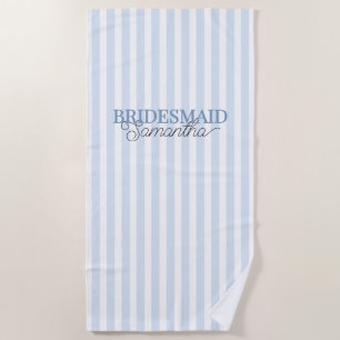 Serviette De Plage Demoiselle d'honneur personnalisée rayée bleu pous