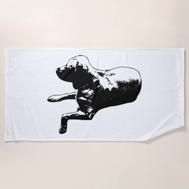 Serviette de plage d'encre de Labrador décontracté (Devant)