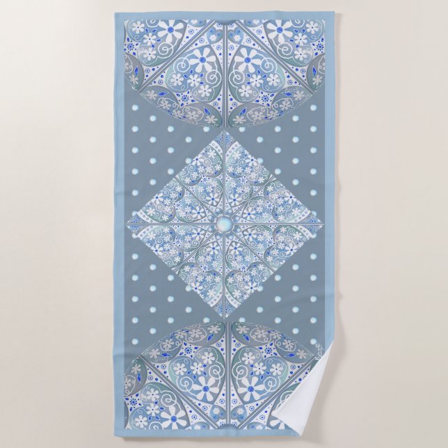 Serviette De Plage Dentelle en céramique bleu clair (Devant)