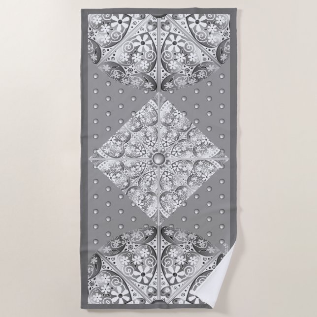 Serviette De Plage Dentelle en céramique Gris (Devant)