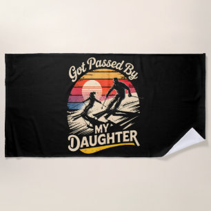 Serviette De Plage Dépassé par ma fille drôle de ski amateur de ski