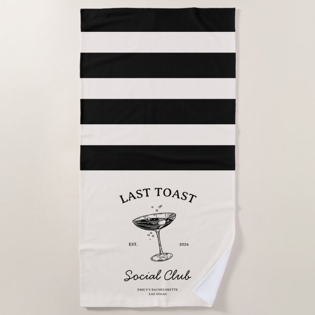 Serviette De Plage Dernier toast Social Club Bachelorette Party Merch (Devant)