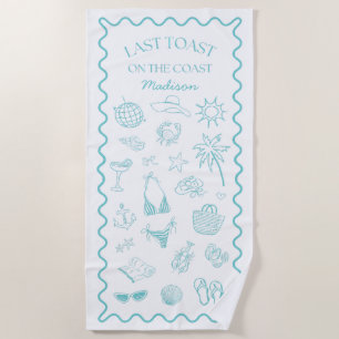 Serviette De Plage Dernière Toastte Fantaisiste sur le Turquoise Côti