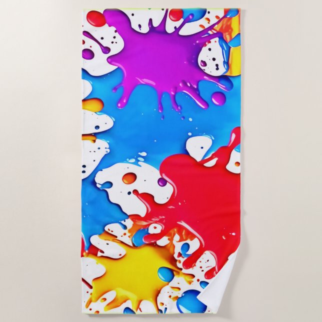 Serviette De Plage Des éclaboussures vibrantes de couleurs néon (Devant)