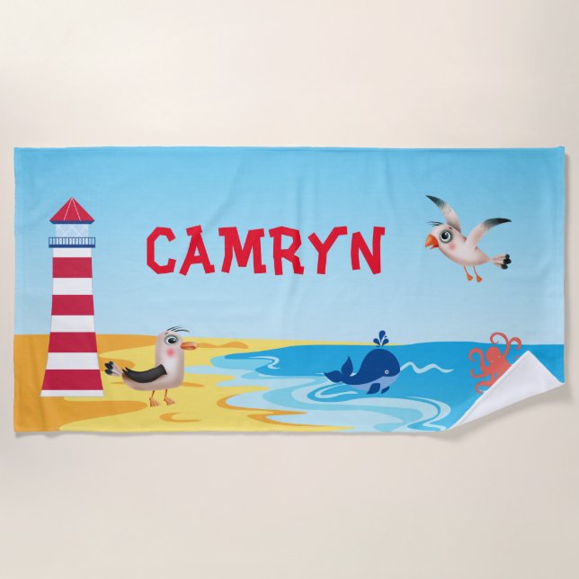 Serviette de plage des enfants personnalisés (Devant)
