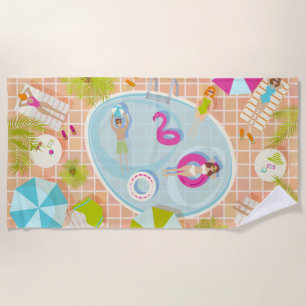 Serviette De Plage Des filles et des garçons du bikini jouant au jeu