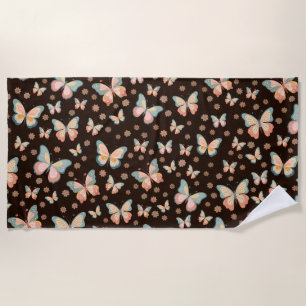 Serviette De Plage Des rêves bohèmes de papillons et de fleurs sur.