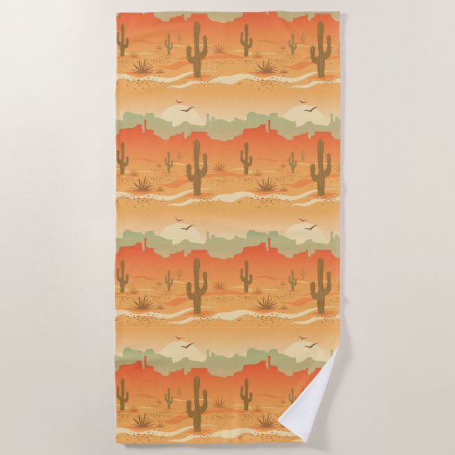 Serviette De Plage Desert Cactus Southwest Design Beach Towne (Devant)
