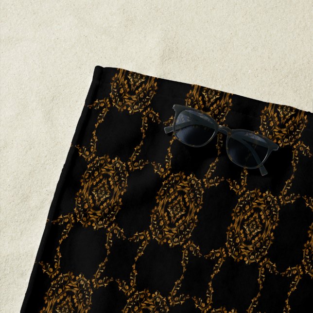 Serviette De Plage Design abstrait florissant d'or (En situation)