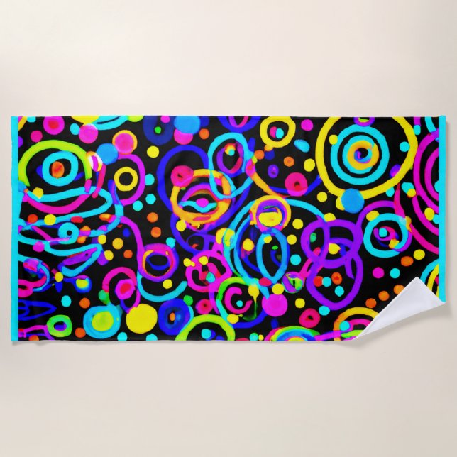 Serviette De Plage Design d'art Motif en néon dynamique (Devant)