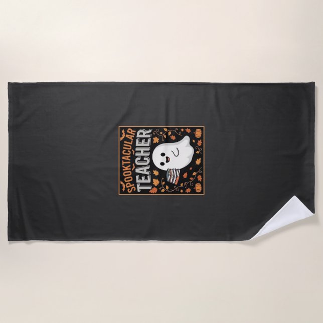 Serviette De Plage Design de fantôme Halloween pour enseignant Spookt (Devant)