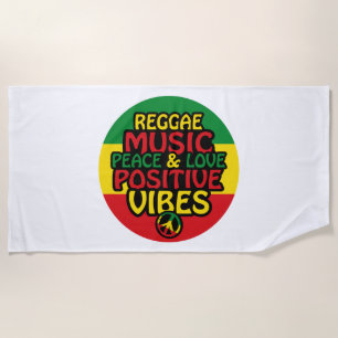 Serviette De Plage Design de reggae avec des citations positives et d
