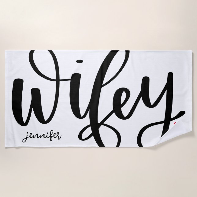 Serviette De Plage Design de typographie de Wifey nouvellement mariée (Devant)