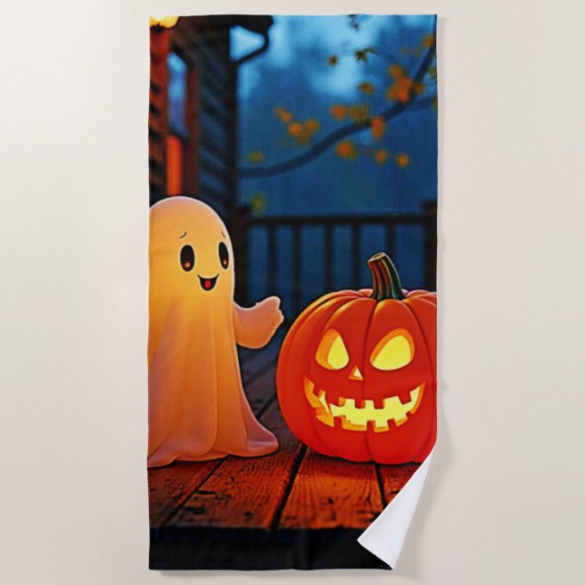 Serviette De Plage Design éffrayant d'Halloween brillant (Devant)