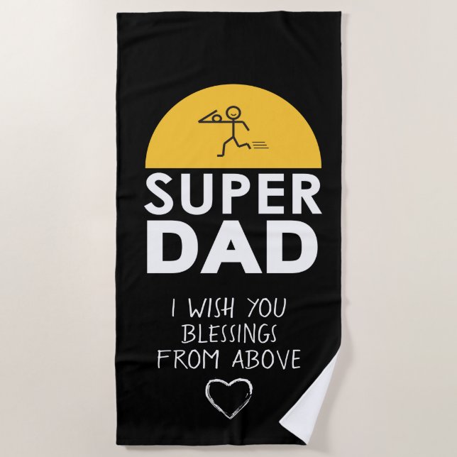 Serviette De Plage Design élégant "SUPER DAD" Voeux personnalisés (Devant)