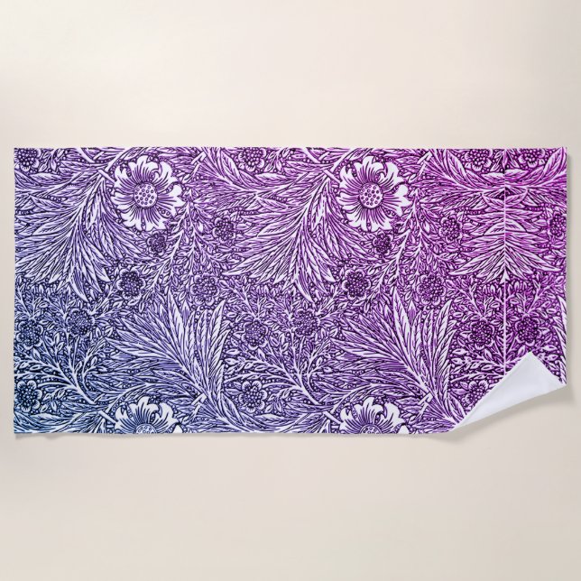 Serviette De Plage Design floral complexe dans les tons violets et bl (Devant)